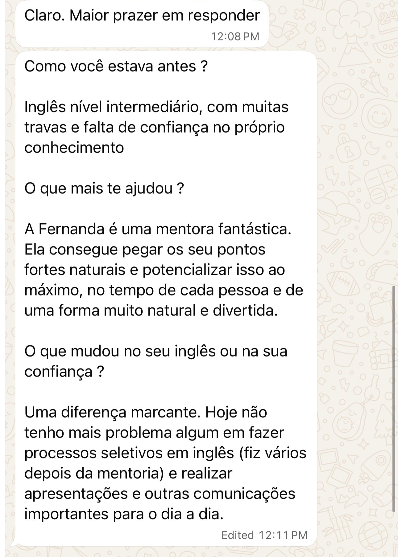 Depoimento de aluna